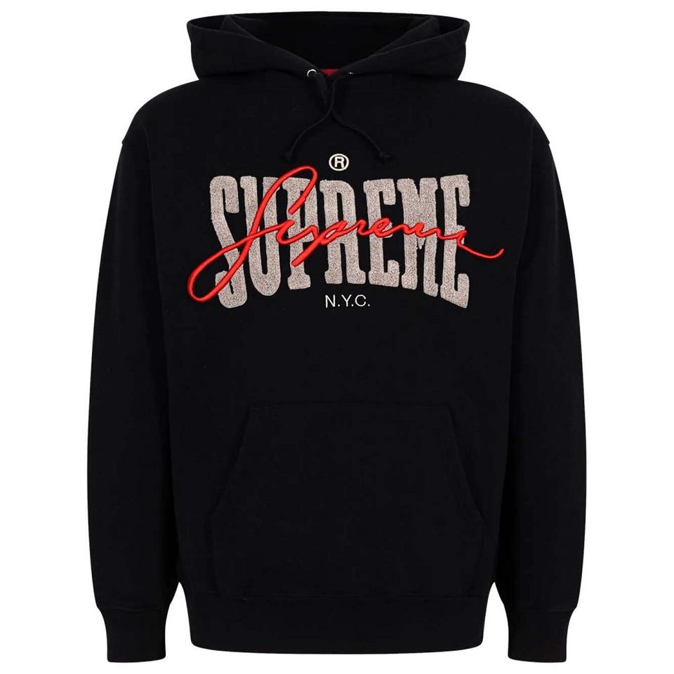 Black Supreme Embroide Chenilles Hoodie | Supreme 108KI